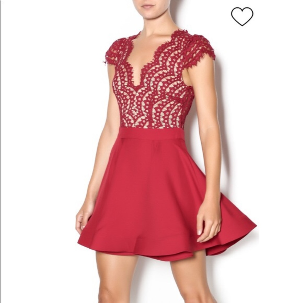 [Luxxel] stunning red lace wire skirt dress
